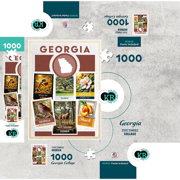 Collage: Georgia State Symbols 1000 Jigsaw Puzzle box 3D Modell