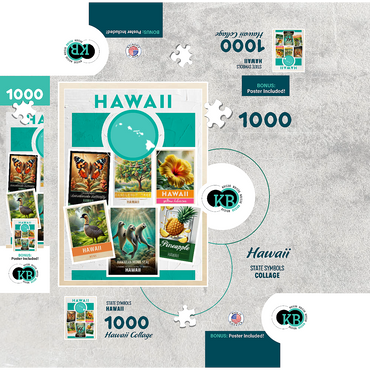 Collage: Hawaii State Symbols 1000 Jigsaw Puzzle box 3D Modell