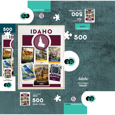 Collage: Idaho State Symbols 500 Jigsaw Puzzle box 3D Modell