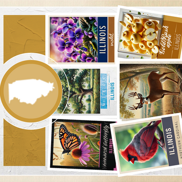 Collage: Illinois State Symbols 1000 Jigsaw Puzzle 3D Modell
