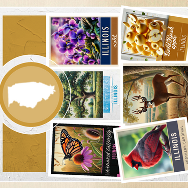 Collage: Illinois State Symbols 500 Jigsaw Puzzle 3D Modell