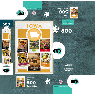 Collage: Iowa State Symbols 500 Jigsaw Puzzle box 3D Modell