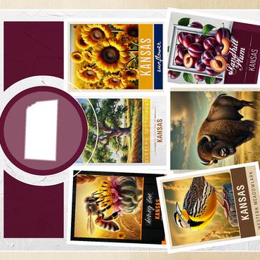 Collage: Kansas State Symbols 500 Jigsaw Puzzle 3D Modell