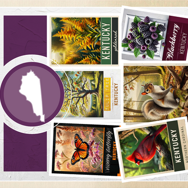 Collage: Kentucky State Symbols 1000 Jigsaw Puzzle 3D Modell