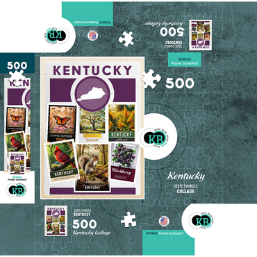 Collage: Kentucky State Symbols 500 Jigsaw Puzzle box 3D Modell