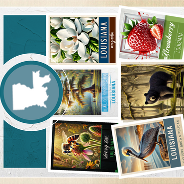 Collage: Louisiana State Symbols 1000 Jigsaw Puzzle 3D Modell