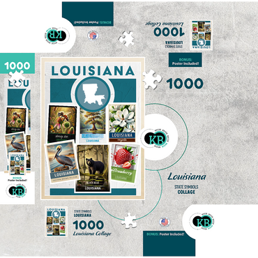 Collage: Louisiana State Symbols 1000 Jigsaw Puzzle box 3D Modell
