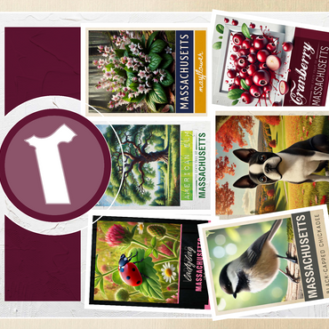 Collage: Massachusetts State Symbols 500 Jigsaw Puzzle 3D Modell