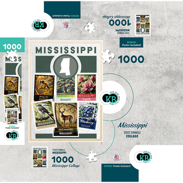 Collage: Mississippi State Symbols 1000 Jigsaw Puzzle box 3D Modell