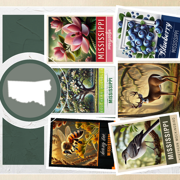 Collage: Mississippi State Symbols 500 Jigsaw Puzzle 3D Modell