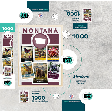 Collage: Montana State Symbols 1000 Jigsaw Puzzle box 3D Modell