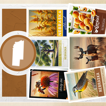 Collage: Nebraska State Symbols 1000 Jigsaw Puzzle 3D Modell