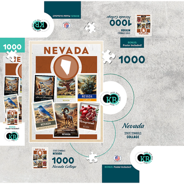 Collage: Nevada State Symbols 1000 Jigsaw Puzzle box 3D Modell