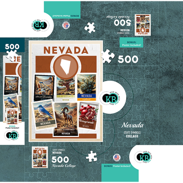 Collage: Nevada State Symbols 500 Jigsaw Puzzle box 3D Modell