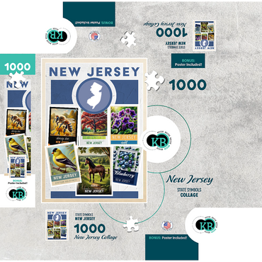 Collage: New Jersey State Symbols 1000 Jigsaw Puzzle box 3D Modell