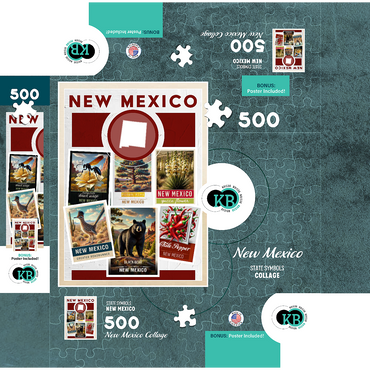 Collage: New Mexico State Symbols 500 Jigsaw Puzzle box 3D Modell