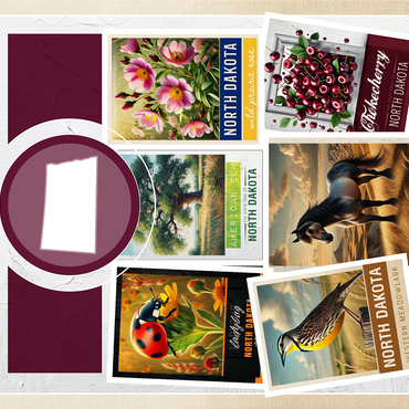Collage: North Dakota State Symbols 1000 Jigsaw Puzzle 3D Modell