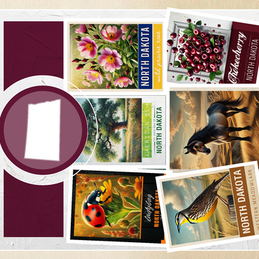 Collage: North Dakota State Symbols 500 Jigsaw Puzzle 3D Modell