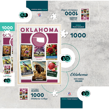 Collage: Oklahoma State Symbols 1000 Jigsaw Puzzle box 3D Modell