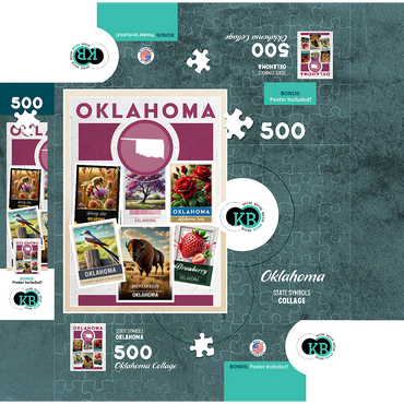 Collage: Oklahoma State Symbols 500 Jigsaw Puzzle box 3D Modell