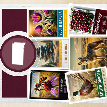 Collage: South Dakota State Symbols 1000 Jigsaw Puzzle 3D Modell