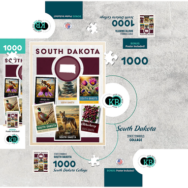 Collage: South Dakota State Symbols 1000 Jigsaw Puzzle box 3D Modell
