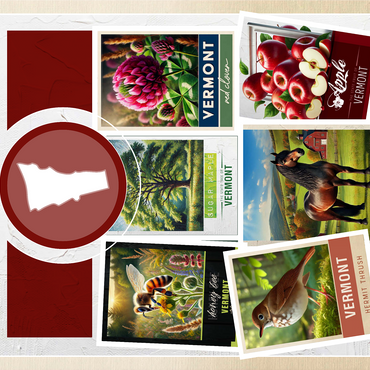 Collage: Vermont State Symbols 1000 Jigsaw Puzzle 3D Modell