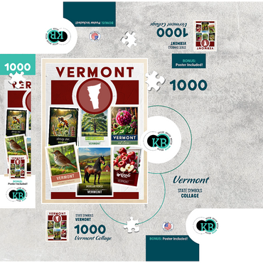 Collage: Vermont State Symbols 1000 Jigsaw Puzzle box 3D Modell