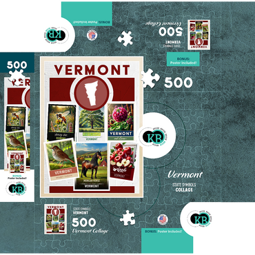 Collage: Vermont State Symbols 500 Jigsaw Puzzle box 3D Modell