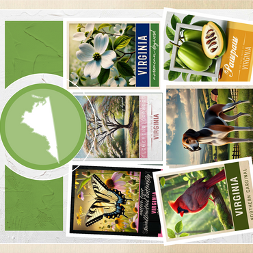 Collage: Virginia State Symbols 1000 Jigsaw Puzzle 3D Modell