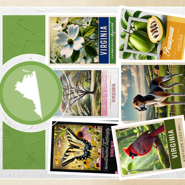 Collage: Virginia State Symbols 500 Jigsaw Puzzle 3D Modell