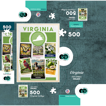 Collage: Virginia State Symbols 500 Jigsaw Puzzle box 3D Modell