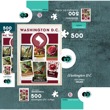 Collage: Washington D.C. State Symbols 500 Jigsaw Puzzle box 3D Modell