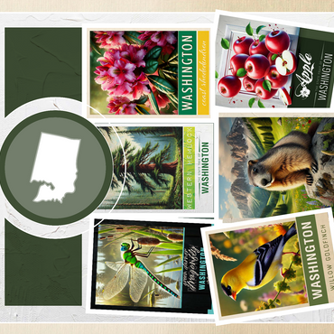 Collage: Washington State Symbols 500 Jigsaw Puzzle 3D Modell