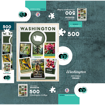 Collage: Washington State Symbols 500 Jigsaw Puzzle box 3D Modell