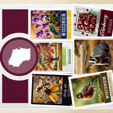 Collage: Wisconsin State Symbols 1000 Jigsaw Puzzle 3D Modell