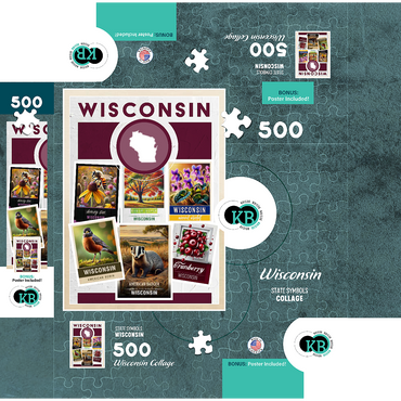 Collage: Wisconsin State Symbols 500 Jigsaw Puzzle box 3D Modell