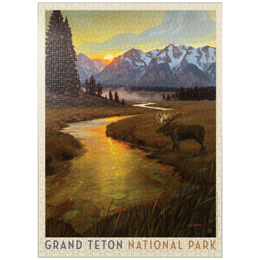 puzzleplate Grand Teton National Park: Lone Moose 1000 Jigsaw Puzzle