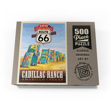 100th Anniversary Of Route 66 - Cadillac Ranch, Amarillo Texas Sunset 500 Jigsaw Puzzle box view3