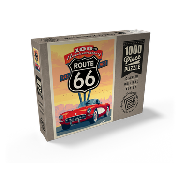 100th Anniversary Of Route 66 - Classic Red Corvette 1000 Jigsaw Puzzle box view2
