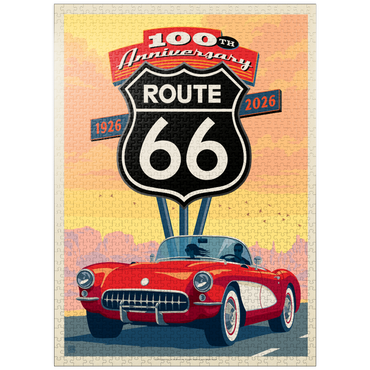 puzzleplate 100th Anniversary Of Route 66 - Classic Red Corvette 1000 Jigsaw Puzzle