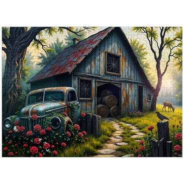 puzzleplate Rustic Barn Vintage Truck Meadow Landscape 300 Jigsaw Puzzle