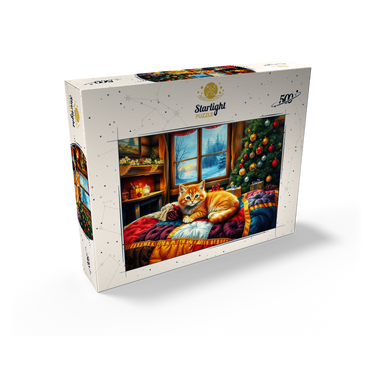 Cozy Christmas Cabin Kitten Winter Window View 500 Jigsaw Puzzle box view2