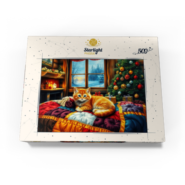 Cozy Christmas Cabin Kitten Winter Window View 500 Jigsaw Puzzle box view3