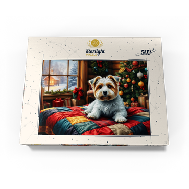 Cozy Christmas Cabin Puppy Portrait 500 Jigsaw Puzzle box view3