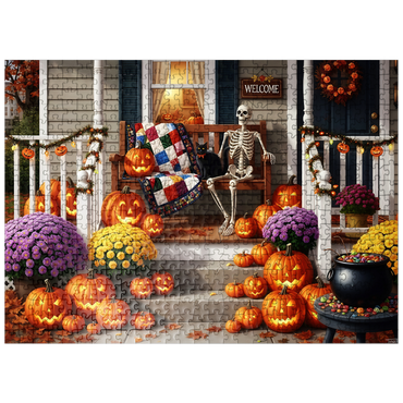 puzzleplate Cozy Halloween Front Porch Decor 500 Jigsaw Puzzle
