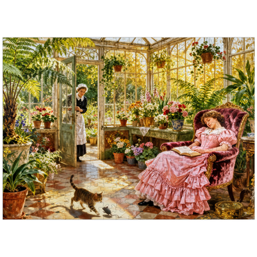 puzzleplate Sunlit Victorian Greenhouse Reading Nook 300 Jigsaw Puzzle