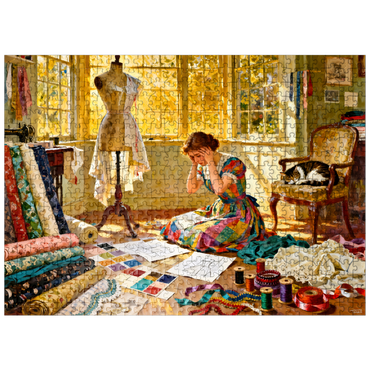 puzzleplate Sunlit Sewing Studio Dressmaking Scene 500 Jigsaw Puzzle