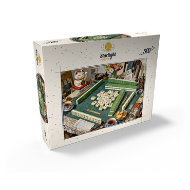 Mahjong Table Still Life With Lucky Cat 500 Jigsaw Puzzle box view2