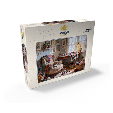 Sunlit Knitting Room Cats by Window 300 Jigsaw Puzzle box view2